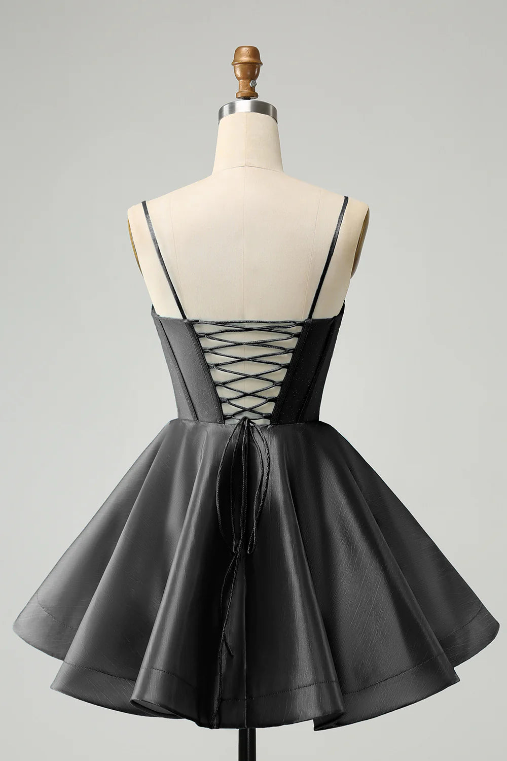 A Line Cute Glitter Spaghetti Straps Corset Homecoming Dress with Beading