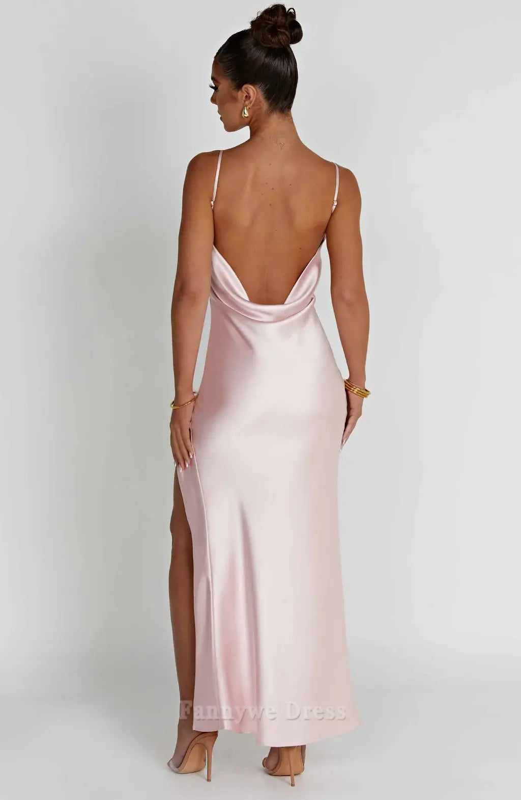Sheath Spaghetti Straps Backless formal dresses Bridesmaid Dresses evening gown Prom Dress With Split