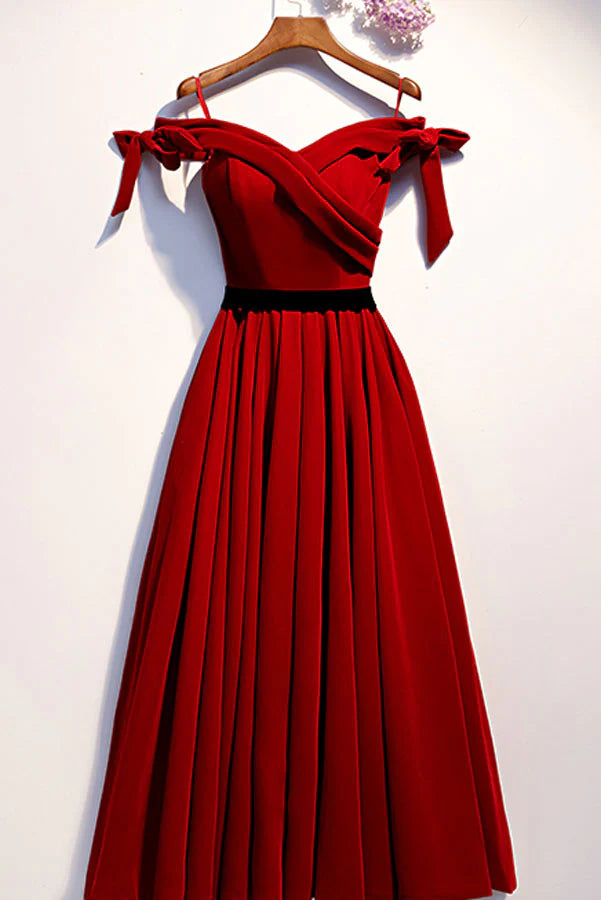 Simple tea Length prom dress