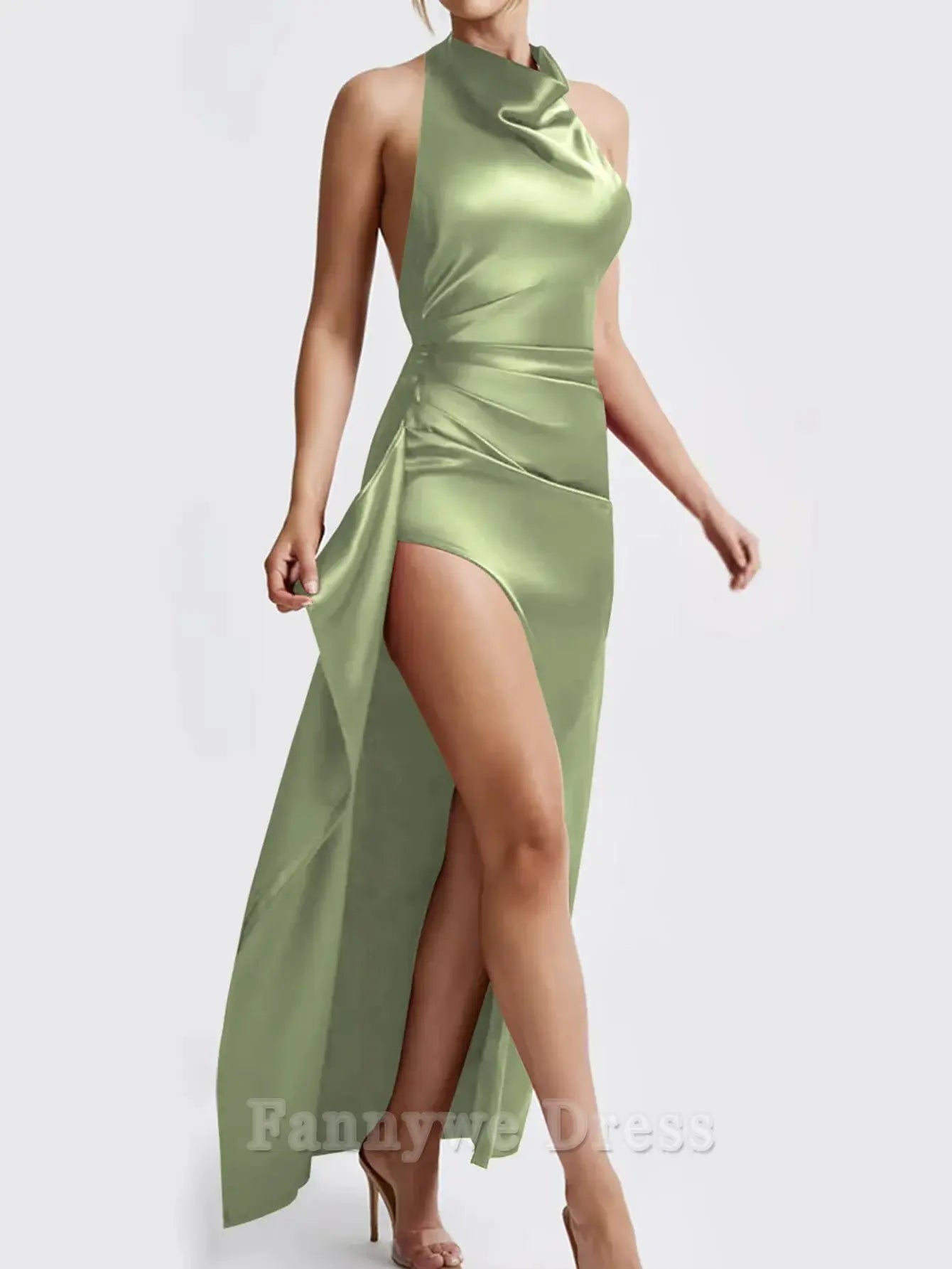 Elegant Halter Lace Up Backless Dress High Waist formal dresses Bridesmaid Dresses evening gown Prom Dress