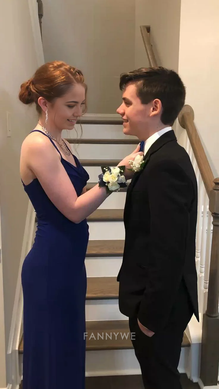 Sheath Simple Spaghetti Staps Royal Blue Long formal dresses Bridesmaid Dresses evening gown Prom Dress