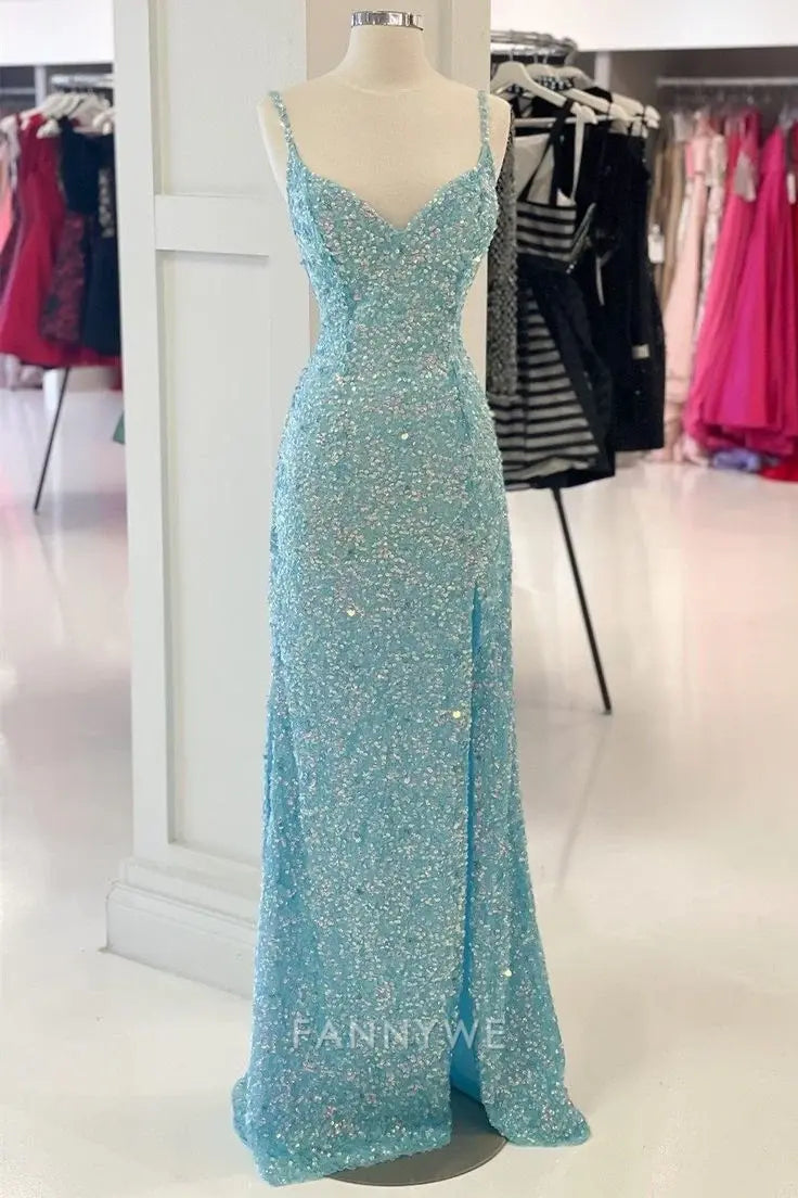 Mermaid shiny elegant sequin long formal dresses Bridesmaid Dresses evening gown Prom Dress