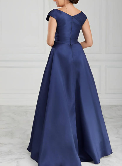 A-Line V-Neck Satin Mother Of The Bride Dresses