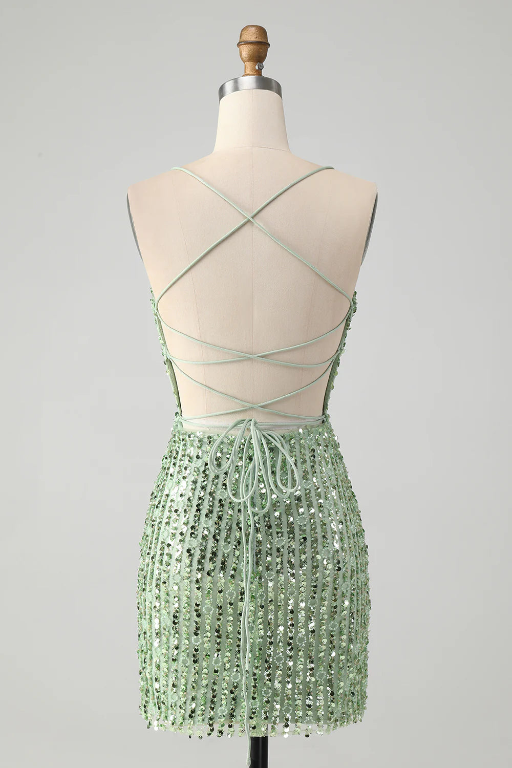 Sparkly Tight Sequins Short Homecoming Dress with Lace Up Back