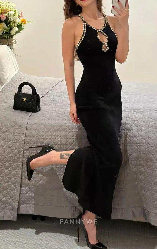 Meerjungfrau Charming Sicke Sexy Schwarz Lange Abendkleider Brautjungfernkleider Abendkleid Ballkleid 