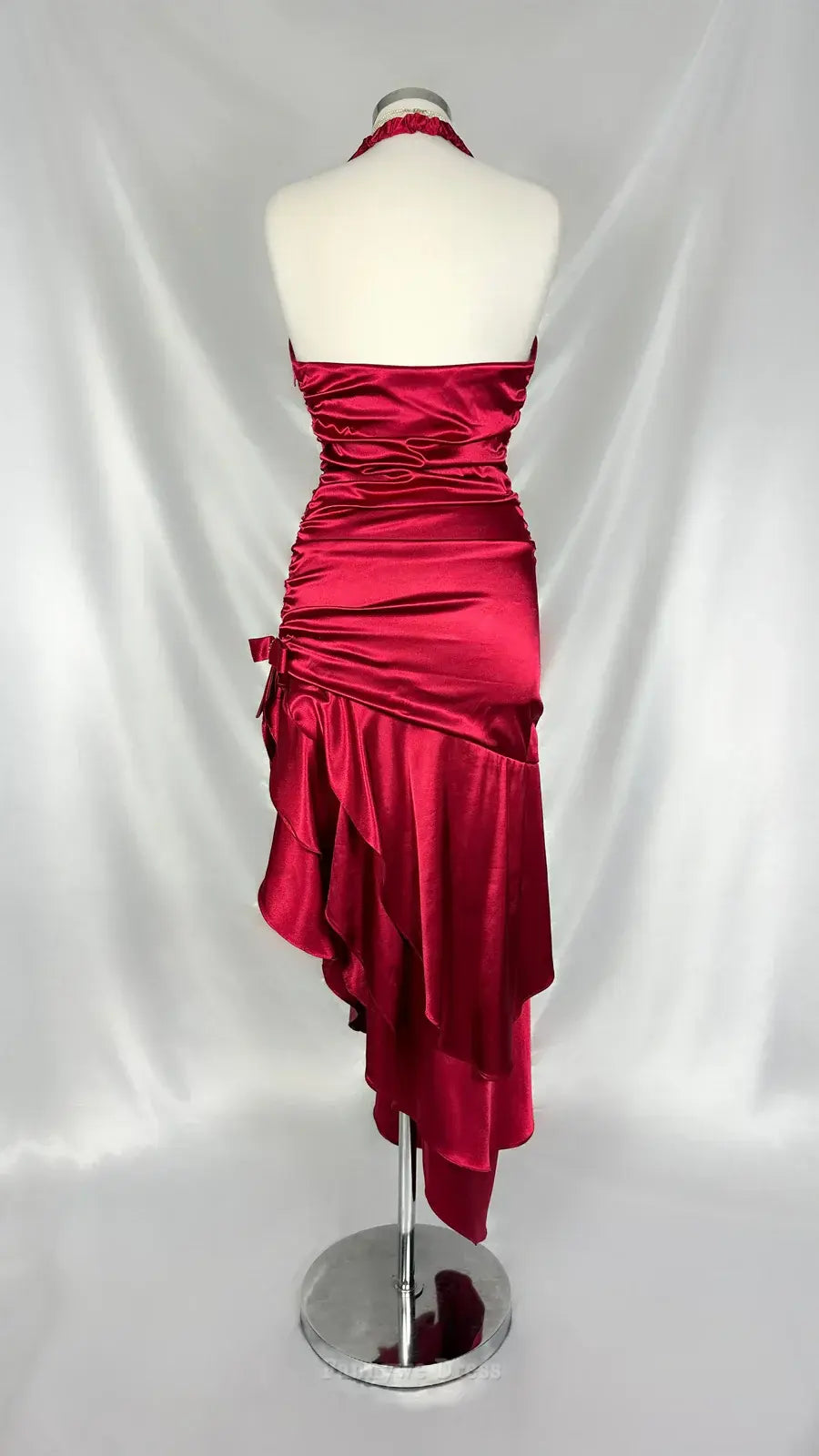 Sheath Halter Vintage Wine Red Satin Long formal dresses Bridesmaid Dresses evening gown Prom Dress