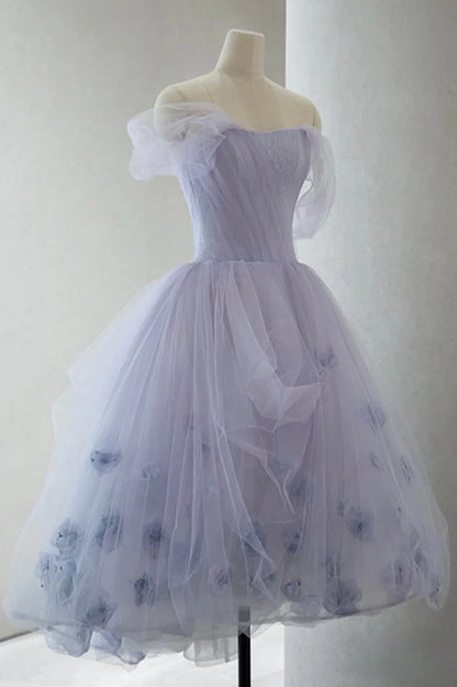 A-Linie Tüll Kurzes süßes schulterfreies Partykleid Ballkleid