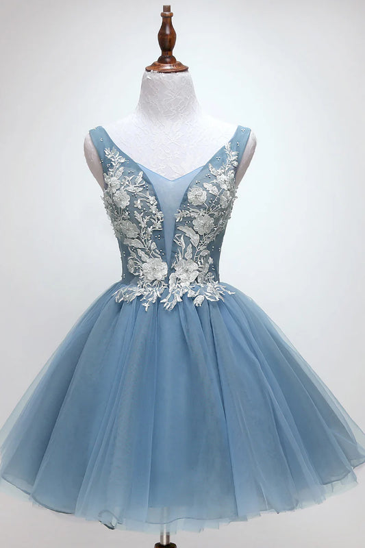 Tulle lace short prom dress