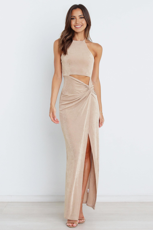Sheath Halter formal dresses evening gown Prom Dress With Side Slit