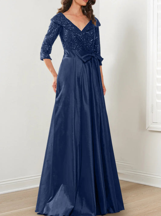 A-Line V-Neck Floor-Length Mother Of The Bride Dresses