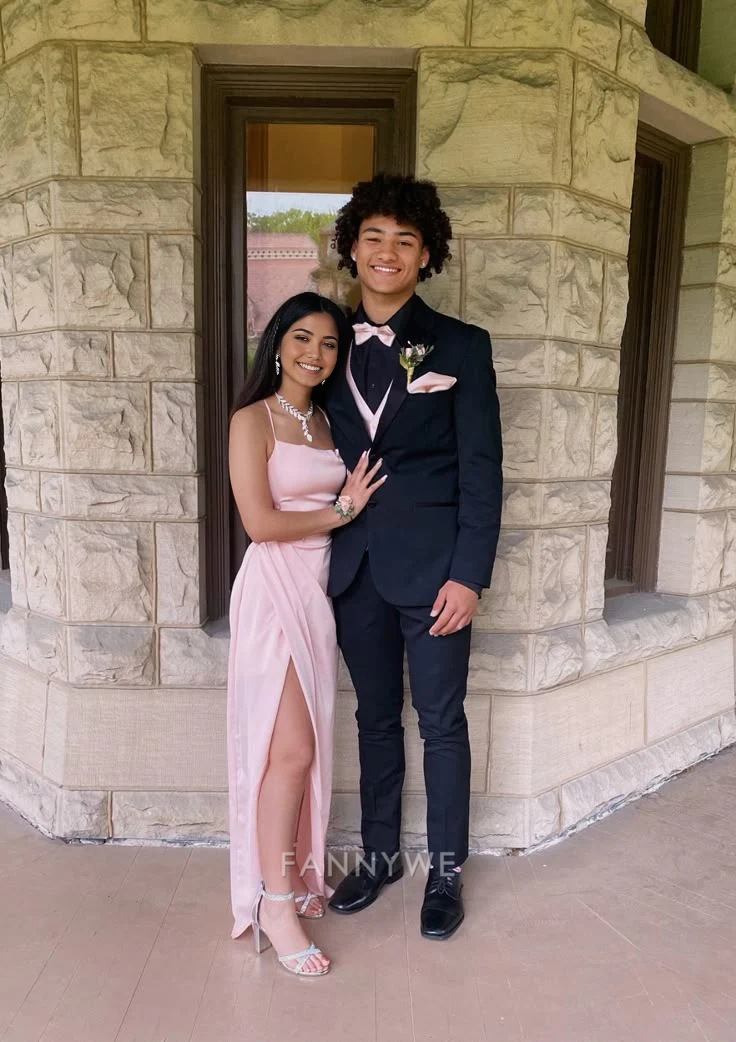 Etuikleid Spaghettiträger Split Rosa Lange Abendkleider Brautjungfernkleider Abendkleid Ballkleid