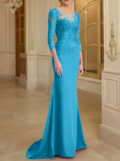 Mermaid Scoop Long Sleeves Mother Of The Bride Dresses
