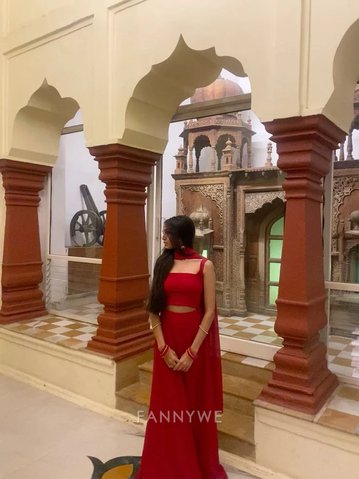 Two Piece A-Line Square Neck Charming Red Long formal dresses Bridesmaid Dresses evening gown Prom Dress