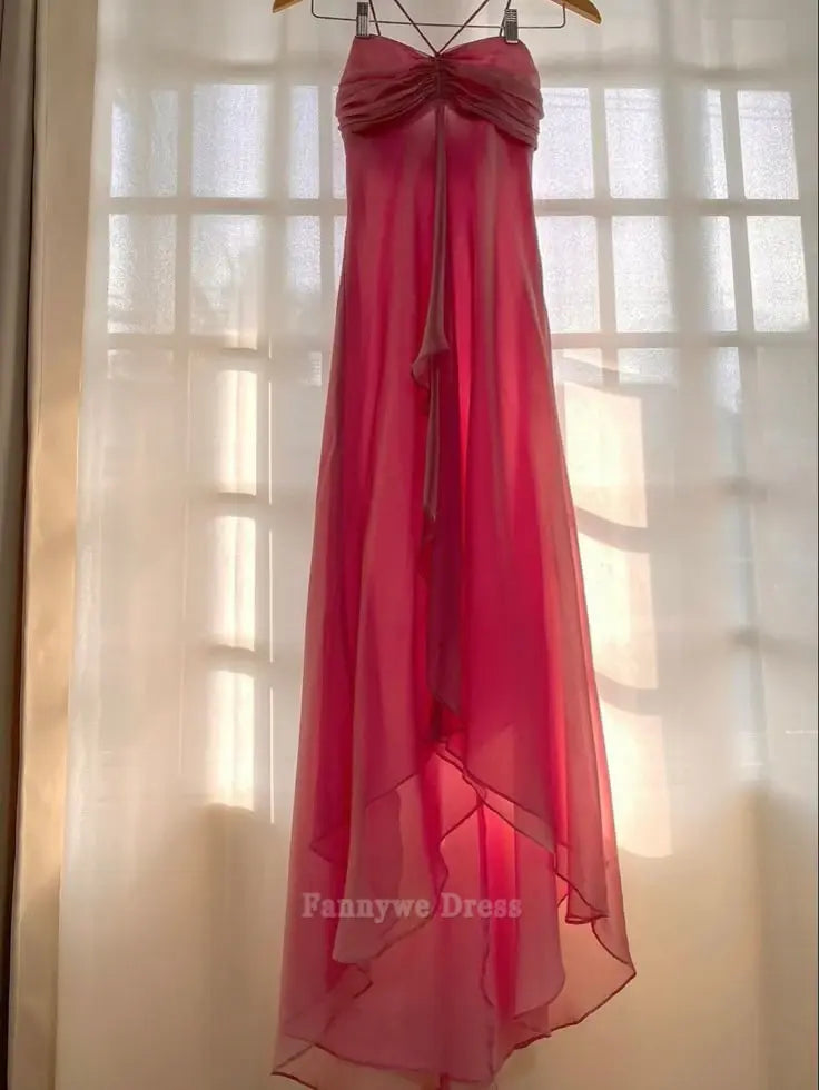 A-Line Vintage Strapless Chiffon Long formal dresses Bridesmaid Dresses evening gown Prom Dress