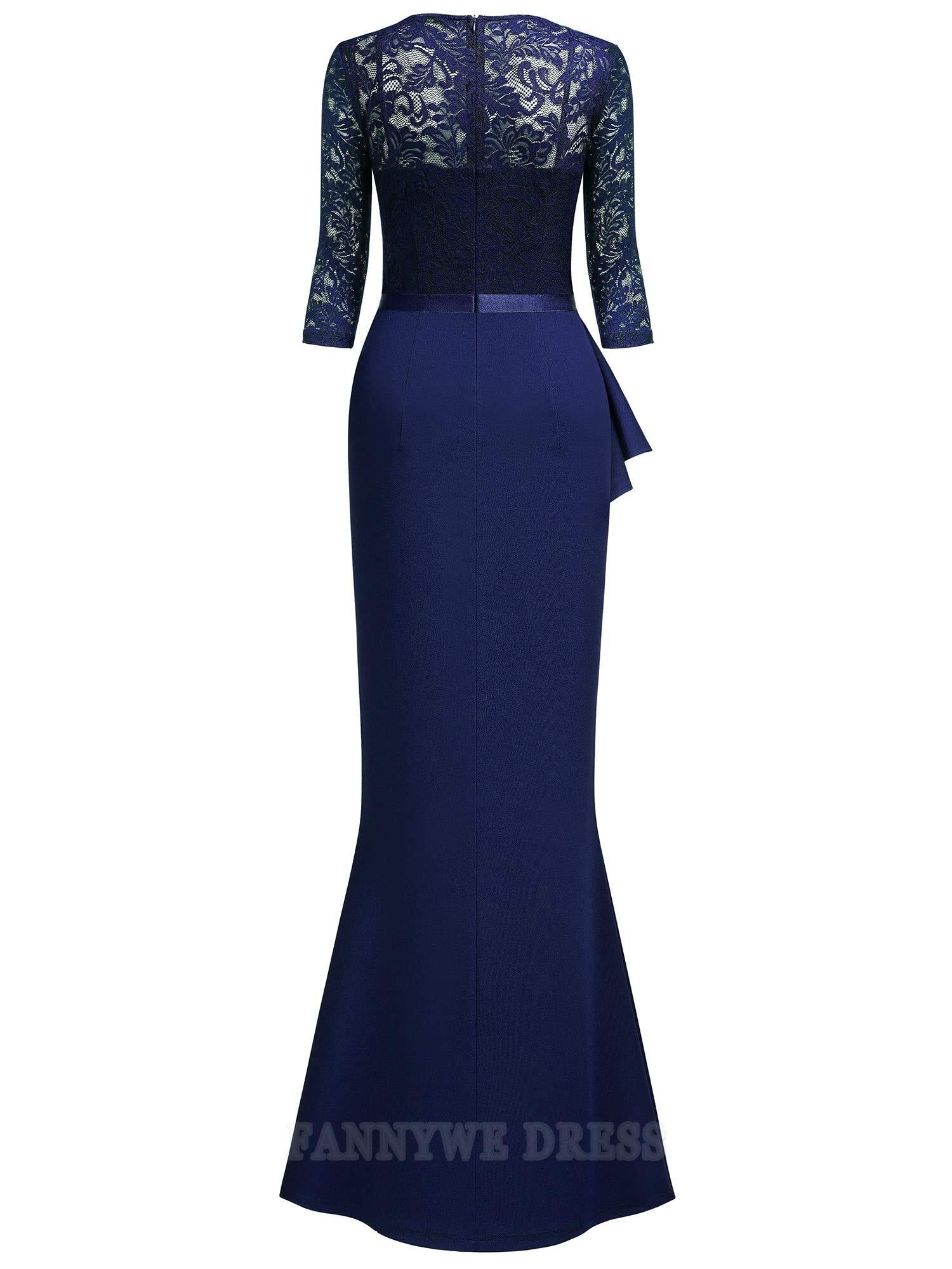 Mermaid V-Neck Half Sleeve Lace Ruffle formal dresses evening gown Bridesmaid Dresses