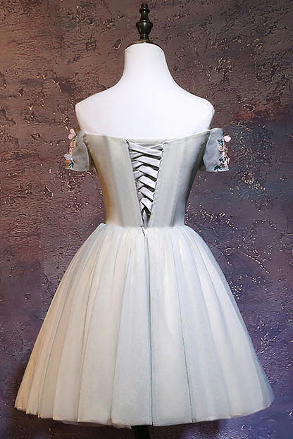 Tulle off shoulder short prom dress
