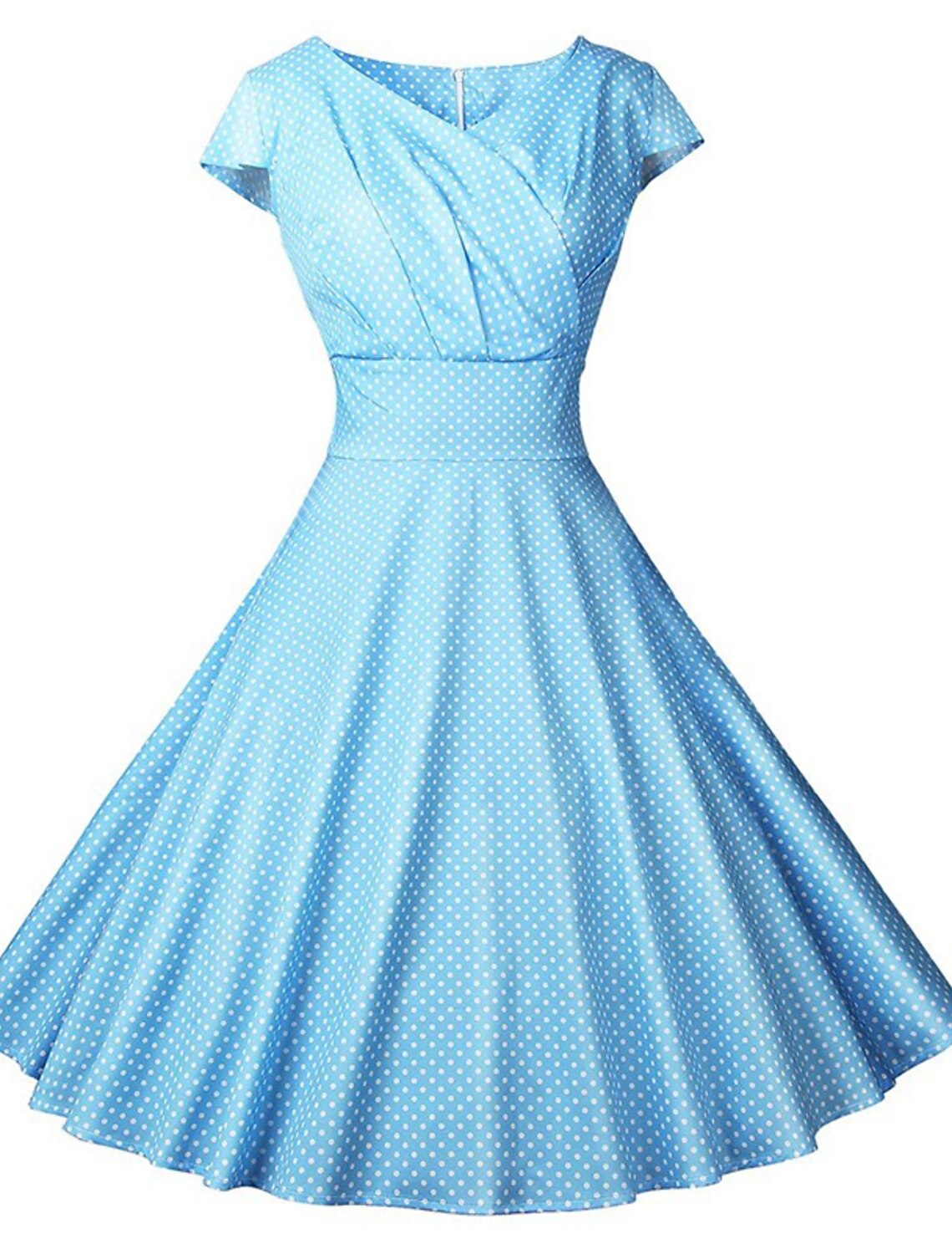 A-Line Party Dresses Vintage Dress Christmas Knee Length Short Sleeve V Neck Polyester with Pattern / Print Polka Dot