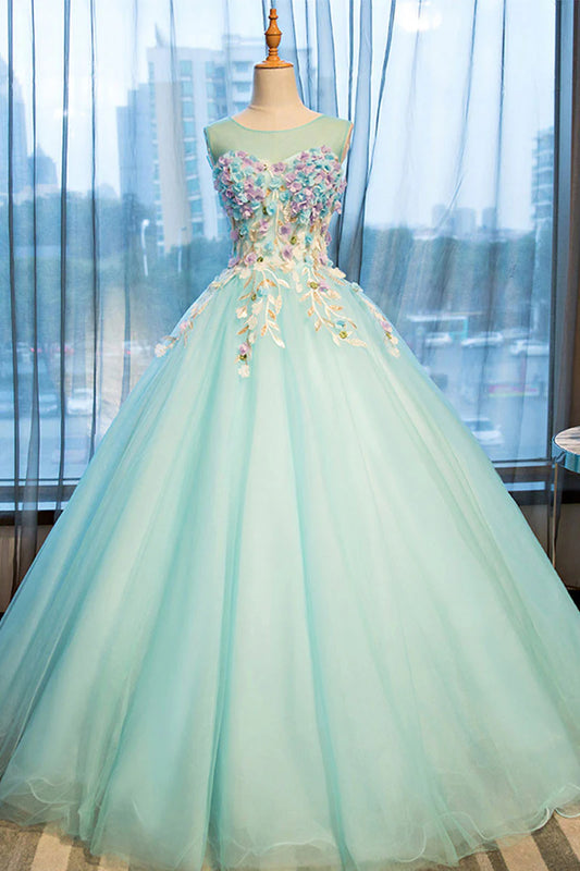 round neck long prom gown
