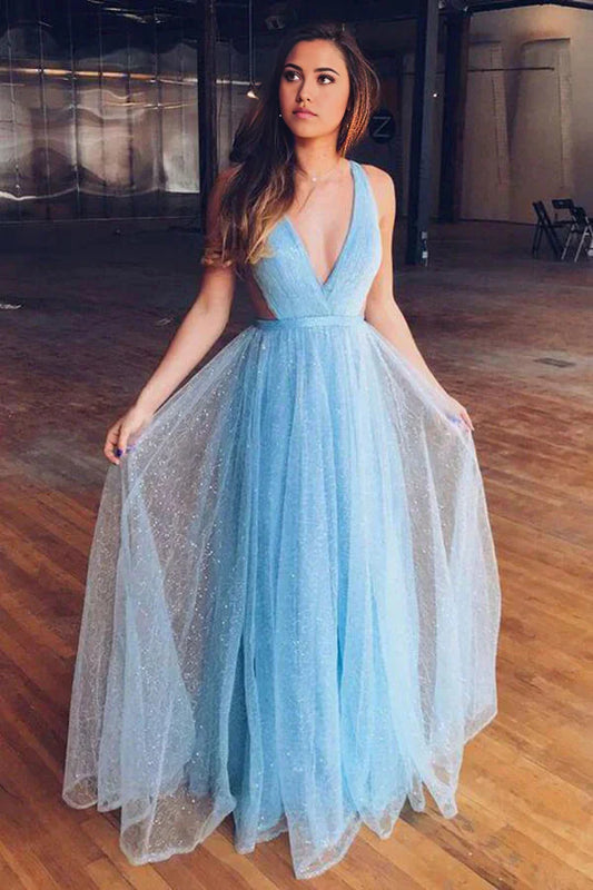 A-Linien-Abschlussballkleid mit glitzerndem Tüll für Partykleider für Teenager