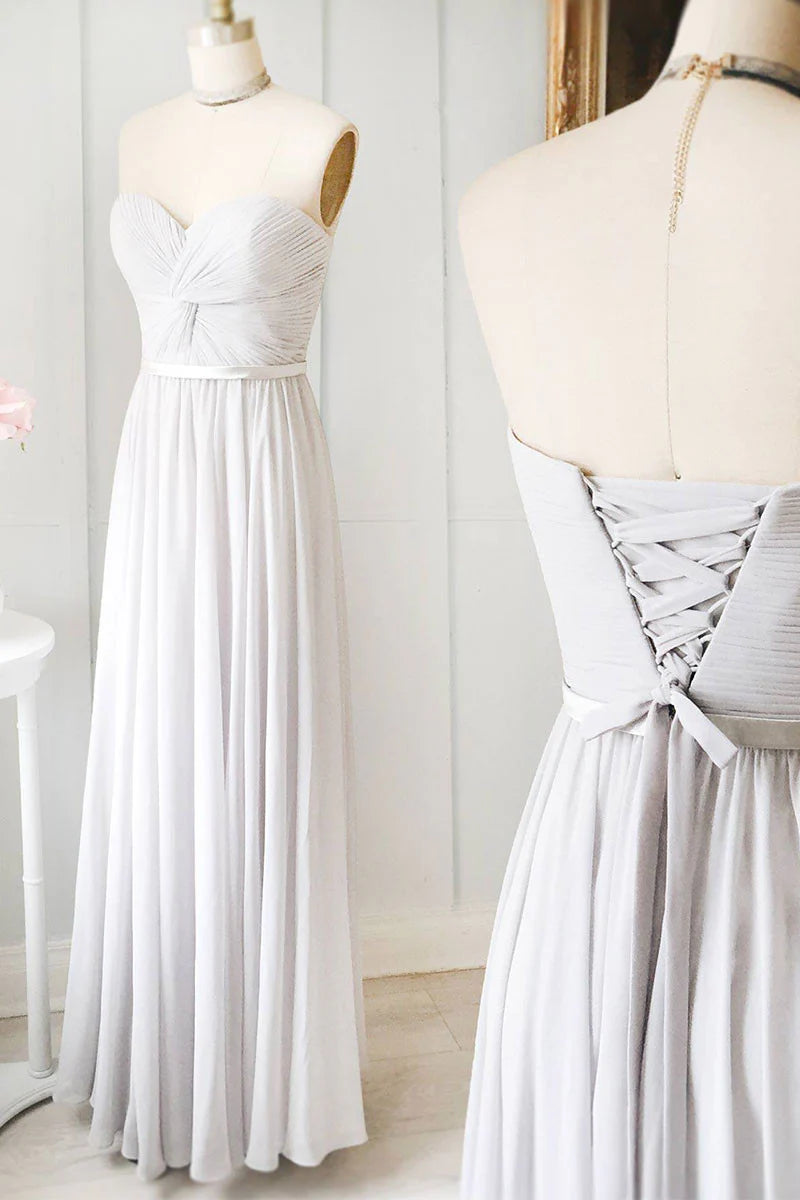sweetheart chiffon long prom dress
