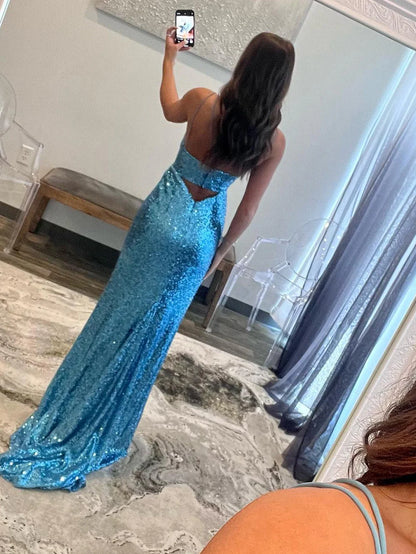 Vestido de fiesta largo con escote en V y corte sirena