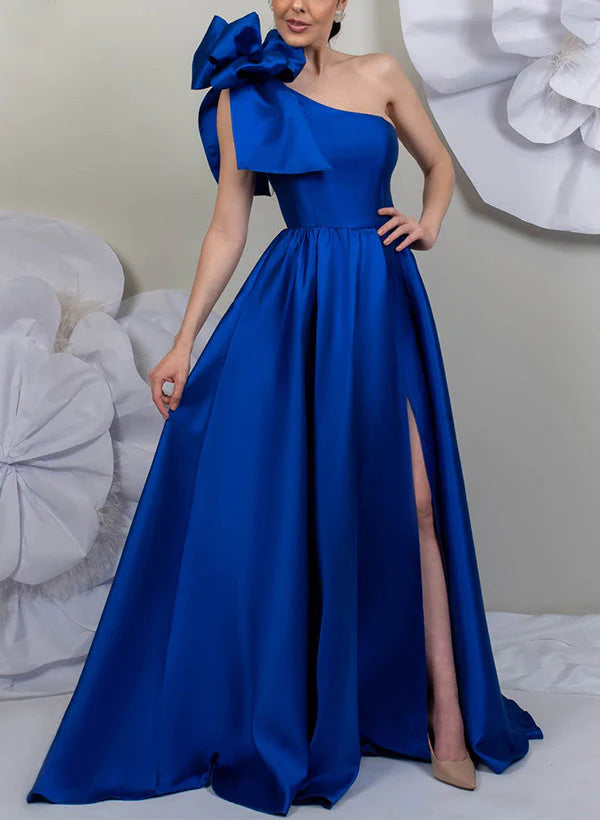 A-Line One Shoulder Satin Mother Of The Bride Dresses