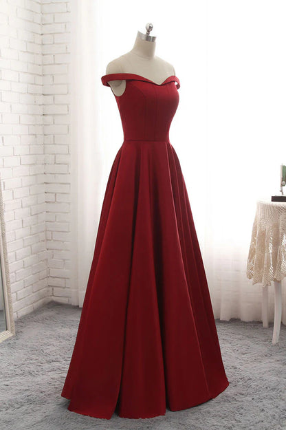 Simple off shoulder long prom dress