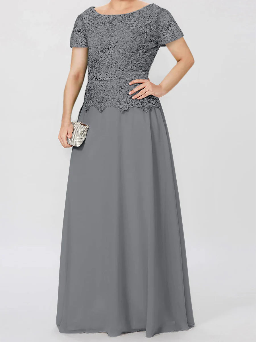 Vestidos de madre de la novia con mangas cortas y corte en A