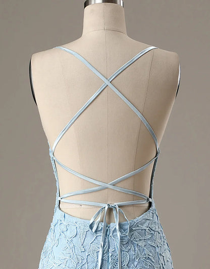 Sheath Blue Short Homecoming Dresses with Appliques