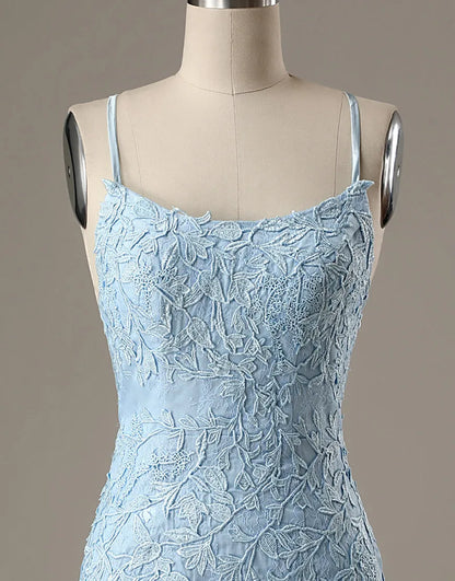 Sheath Blue Short Homecoming Dresses with Appliques