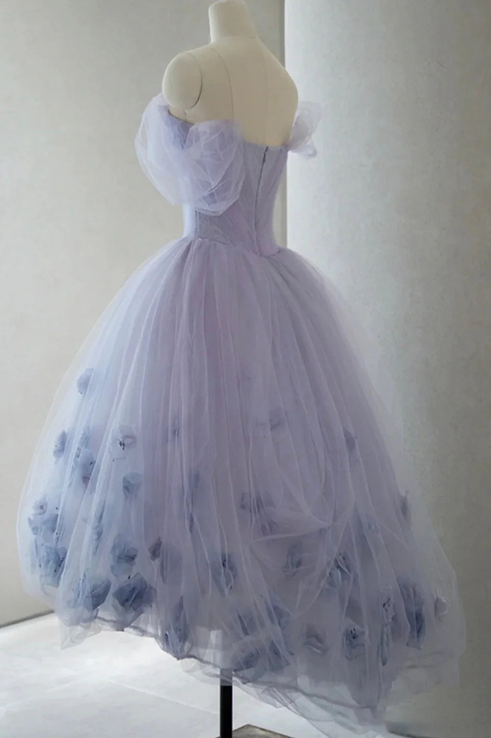 A-Linie Tüll Kurzes süßes schulterfreies Partykleid Ballkleid