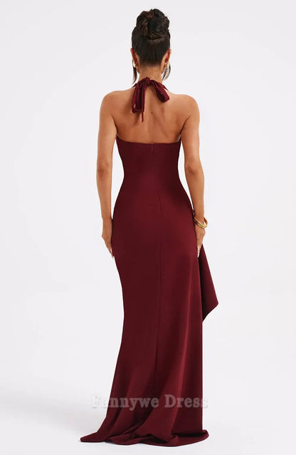 Sheath Deep V Halter formal dresses Bridesmaid Dresses evening gown Prom Dress