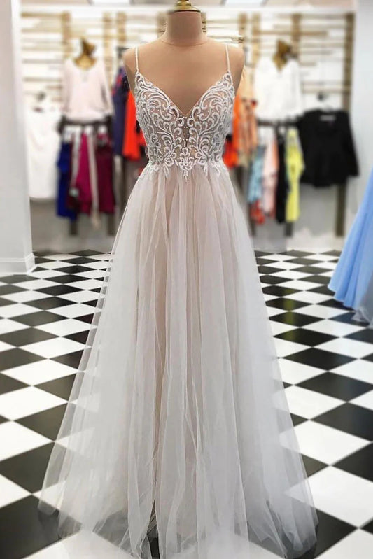 Tulle long prom dress