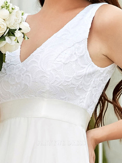 A Line Chiffon Vintage V Neck Lace formal dresses Bridesmaid Dresses evening gown Prom Dress
