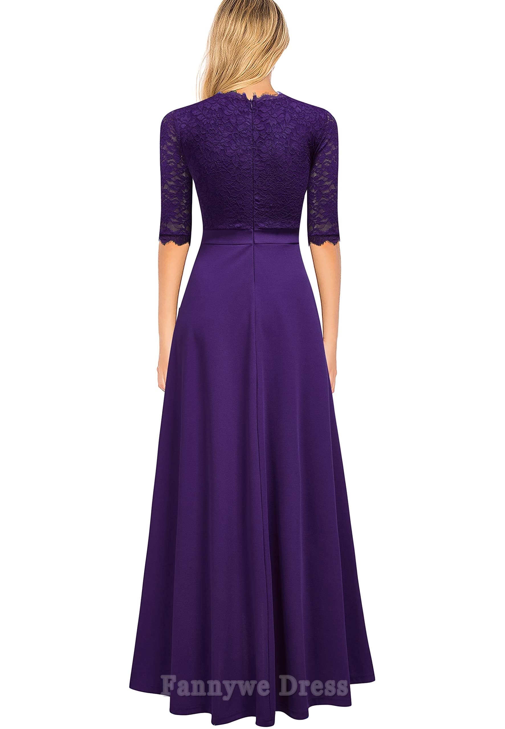 A-line V Neck Lace Vintage formal dresses evening gown Prom Dress