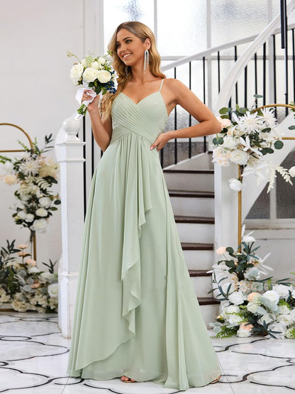 A-Linie V-Ausschnitt Spaghettiträger Abendkleider Abendkleid Ballkleid mit Schlitz 