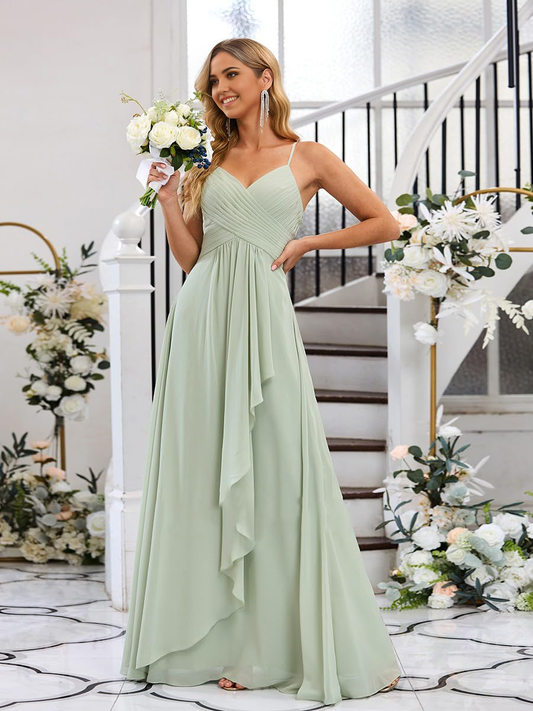 A-Linie V-Ausschnitt Spaghettiträger Abendkleider Abendkleid Ballkleid mit Schlitz 