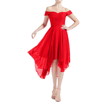 Vestidos de dama de honor de boda con cuentas y encaje con hombros descubiertos
