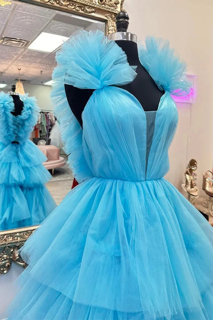 A Line V Neck Long Prom Dress