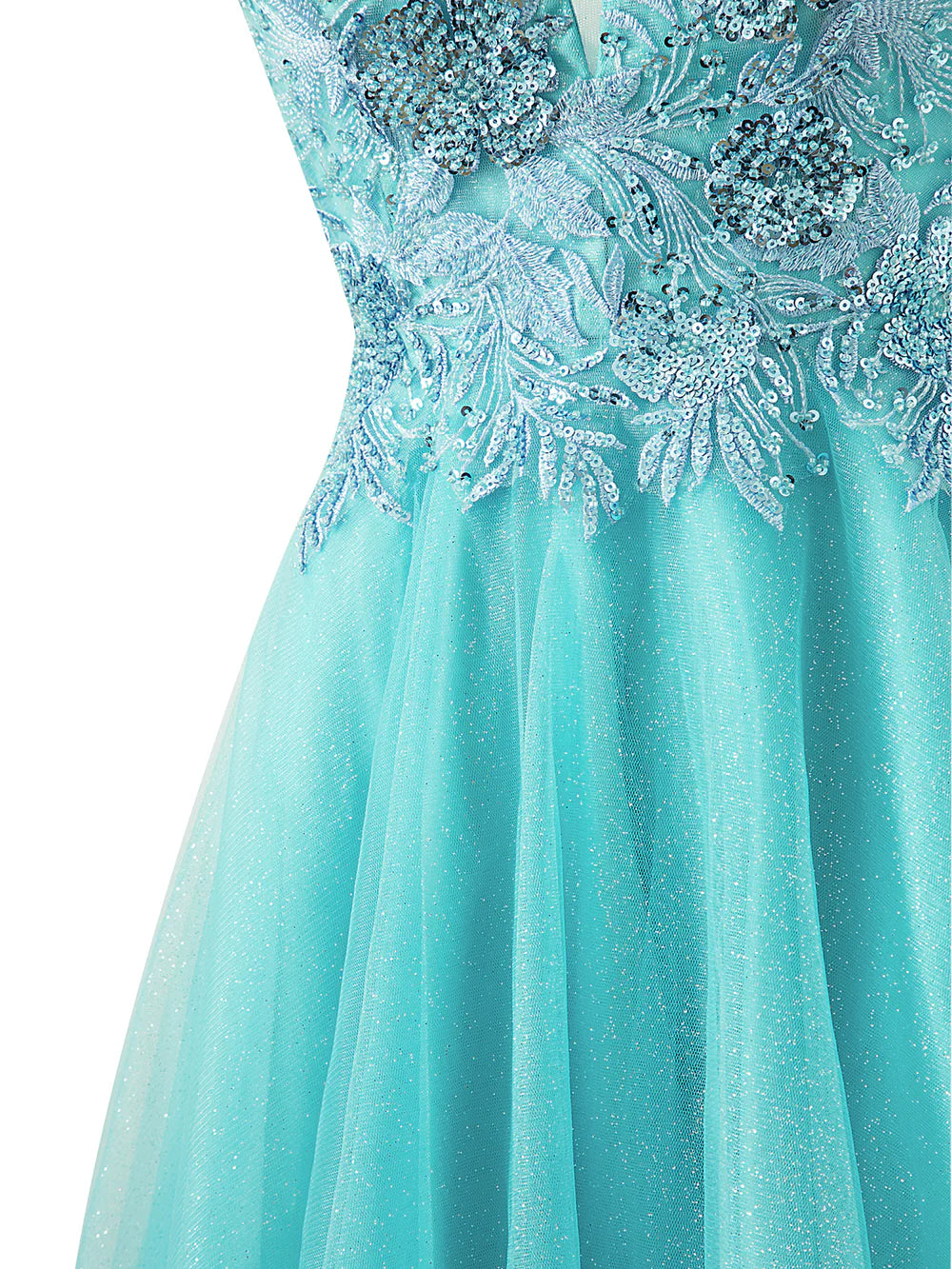 A-line Short Spaghetti Strap Glitter Tulle Homecoming Dress