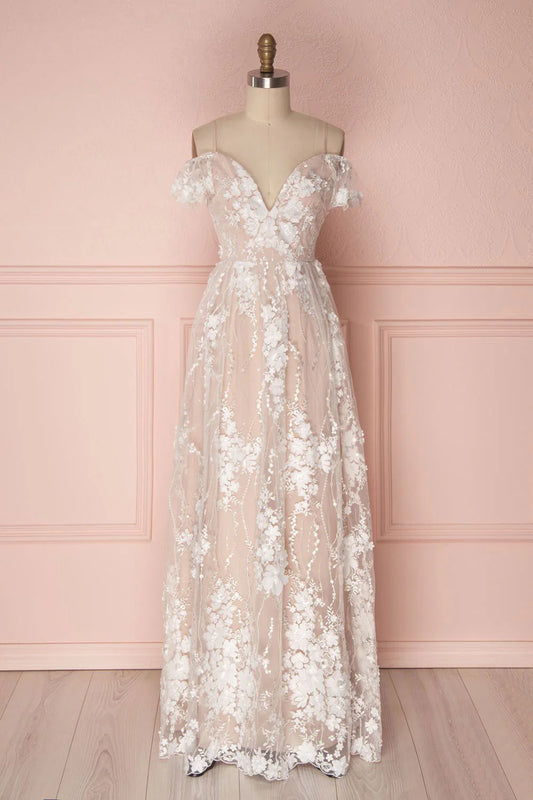 Sweetheart neck tulle lace long prom dress