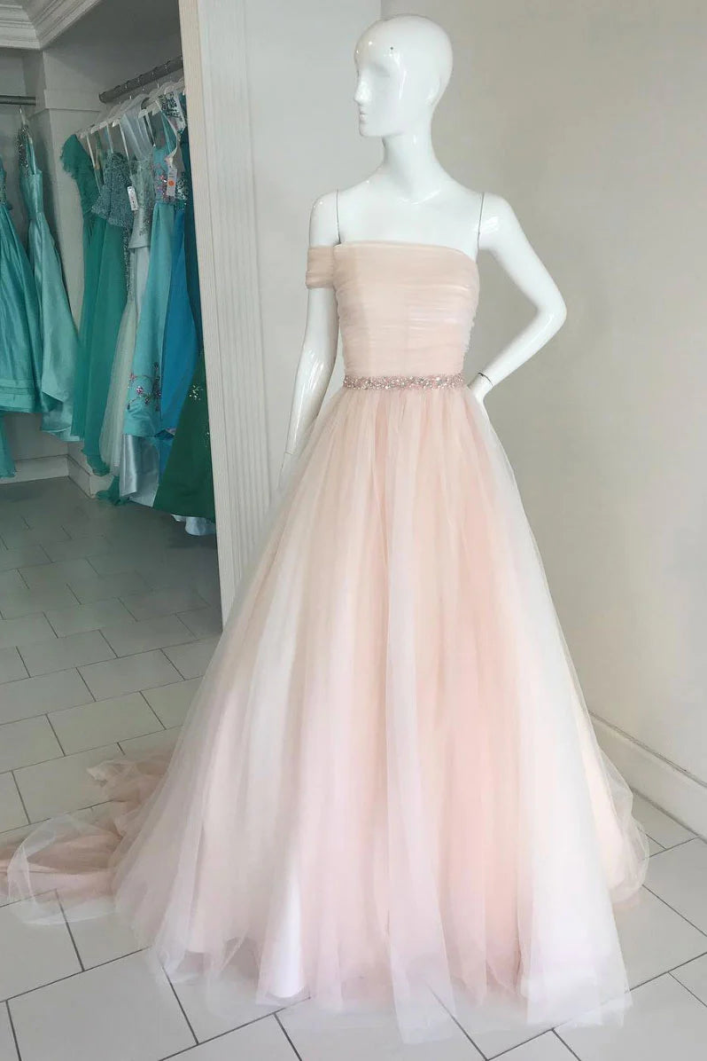 Simple Tulle long prom dress