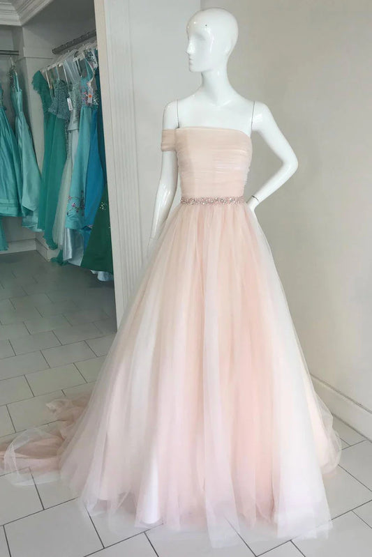 Simple Tulle long prom dress