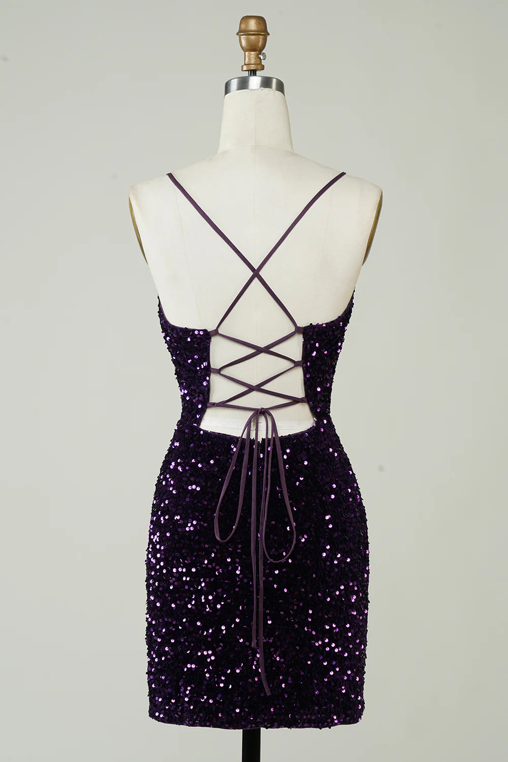 Sparkly Sequins Backless Tight Short Homecoming Dress with Slit