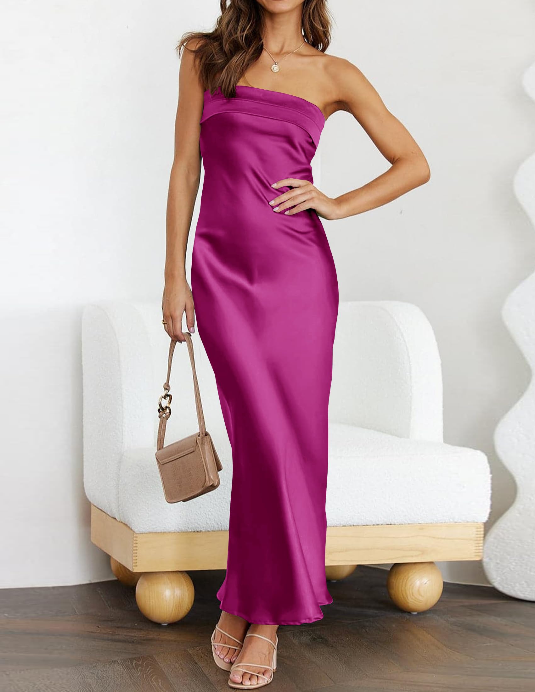 Elegant Bodycon Backless Strapless Satin formal dresses Bridesmaid Dresses evening gown Prom Dress