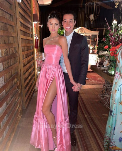 A-line Elegant Strapless Pink Sexy formal dresses Bridesmaid Dresses evening gown Prom Dress