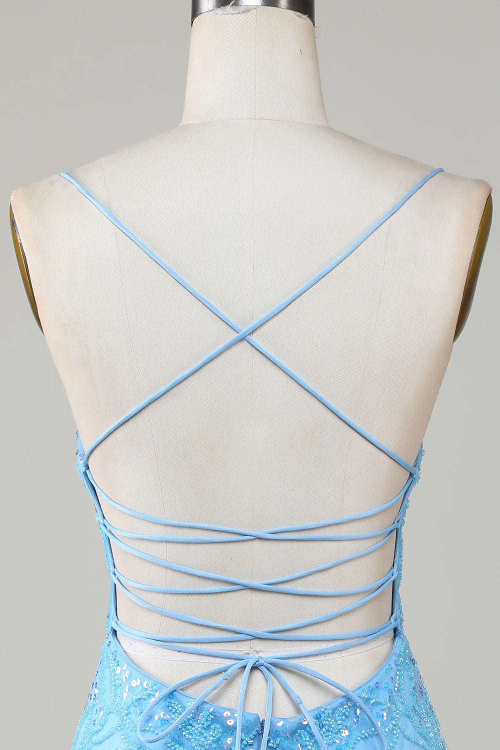 Sparkly Beaded Tight Short Homecoming Dress with Lace Up Back