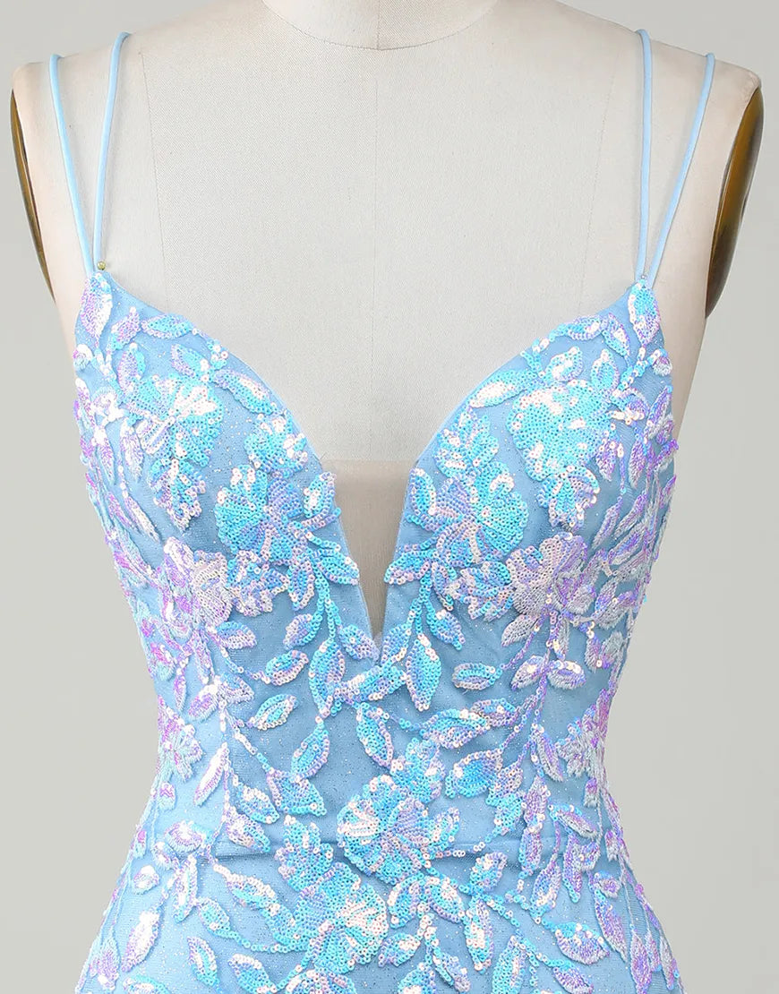 Spaghetti Straps Aqqliques Homecoming Dresses