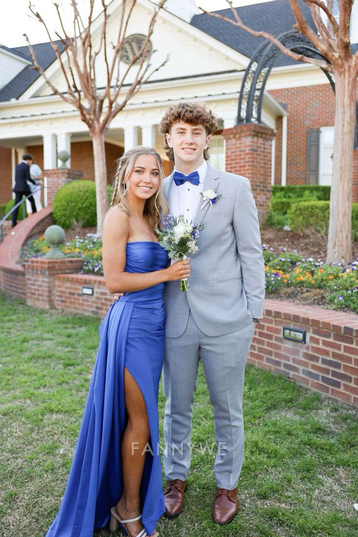 Sheath Simple Strapless Blue Long formal dresses Bridesmaid Dresses evening gown Prom Dress