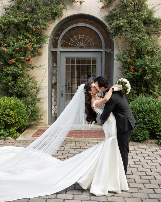 Mermaid Off-the-Shoulder White Satin Bridal Gown Wedding Dress